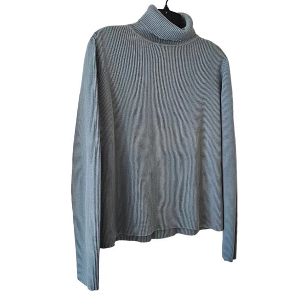 Petite Sophisticate LS Ribbed Turtleneck Top | Like New | MP | Dusty Blue - Picture 3 of 12